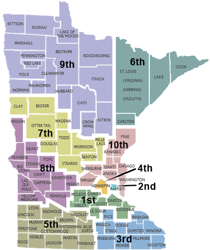 map of minnesota counties. Minnesota has 10 judicial