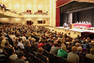 The Minnesota Supreme Court Hears oral arguments in front of 1400 students at Duluth's Denfield High School.