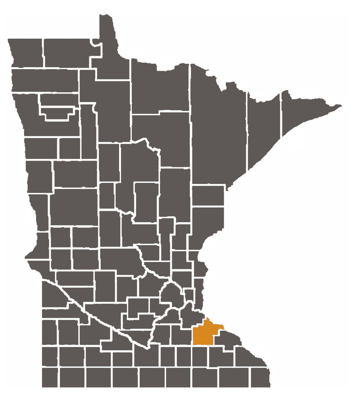 Minnesota map with Goodhue County highlighted.
