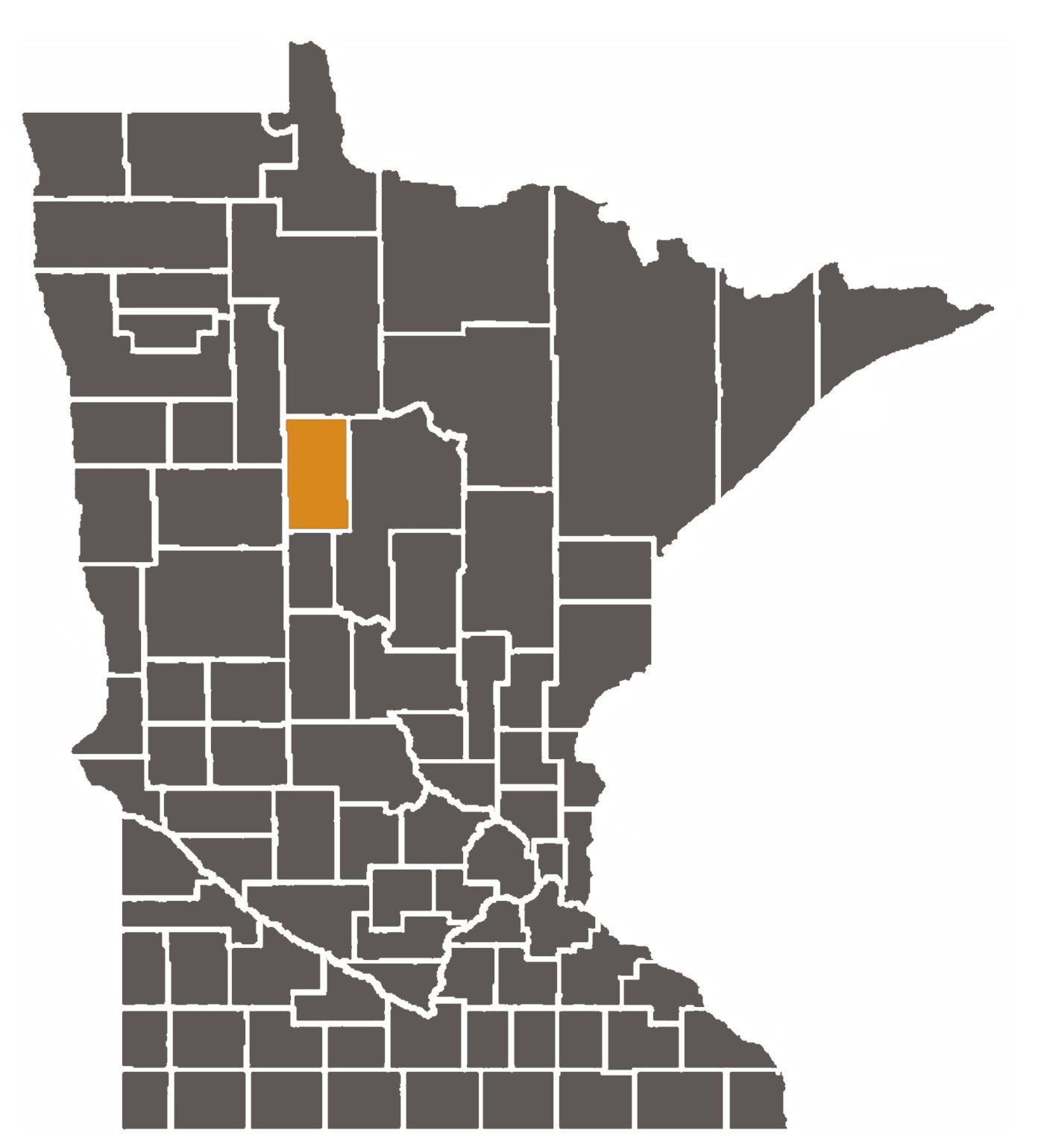 Minnesota map with Hubbard County highlighted.