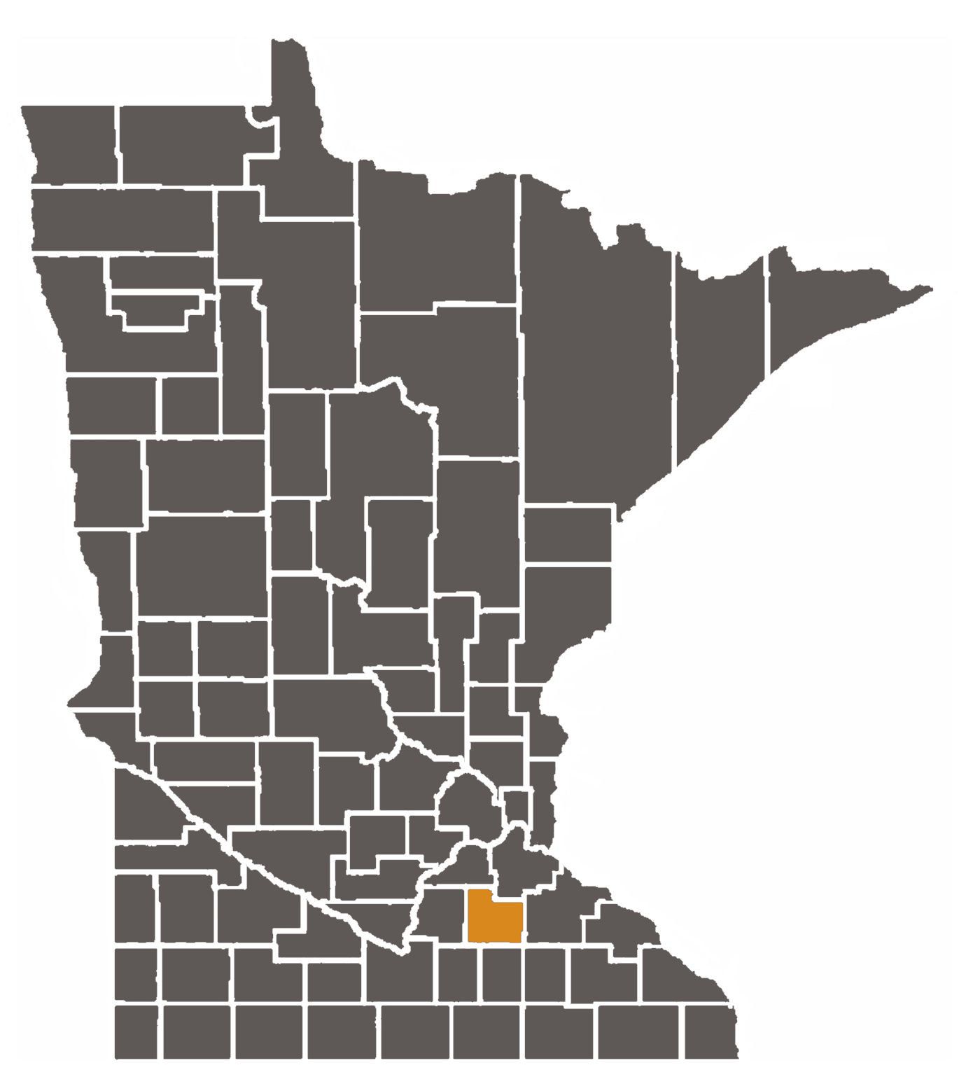 Minnesota map with Rice County highlighted.