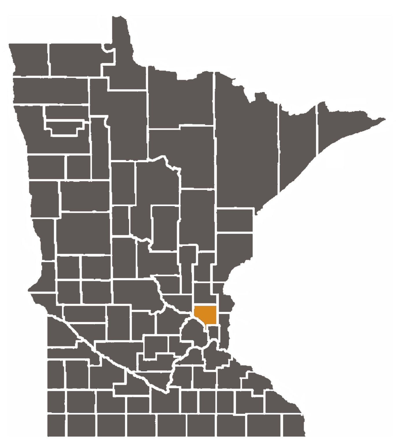 Minnesota map with Anoka County highlighted.