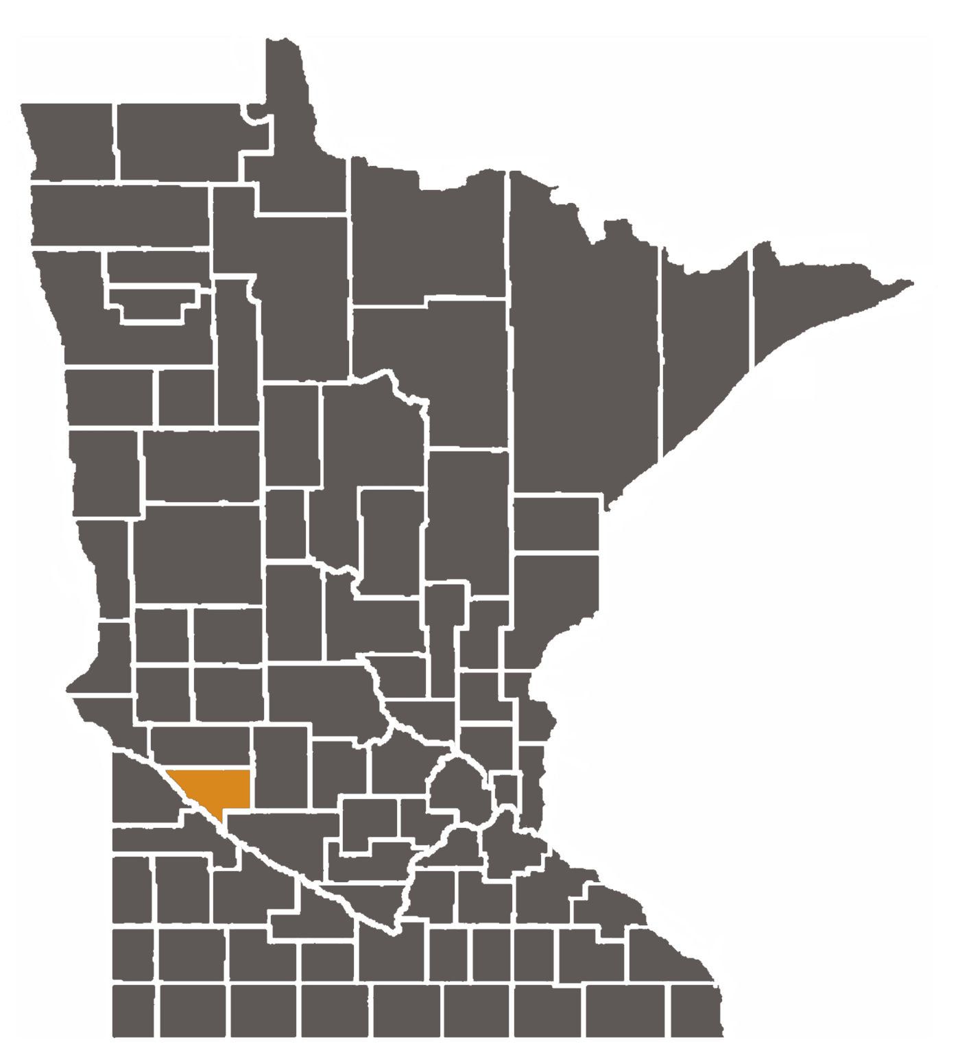 Minnesota map with Chippewa County highlighted.