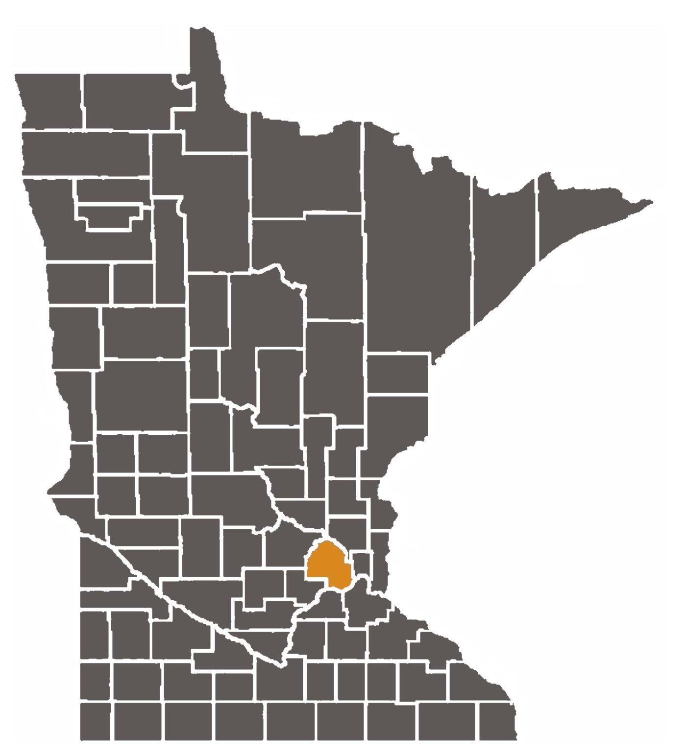 Map of Minnesota with Hennepin County highlighted