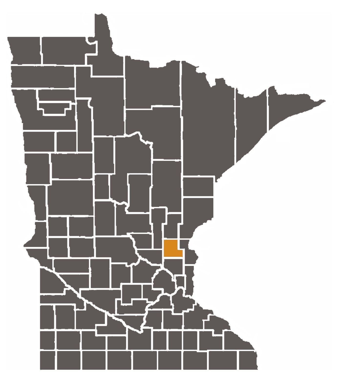 Minnesota map with Isanti County highlighted.