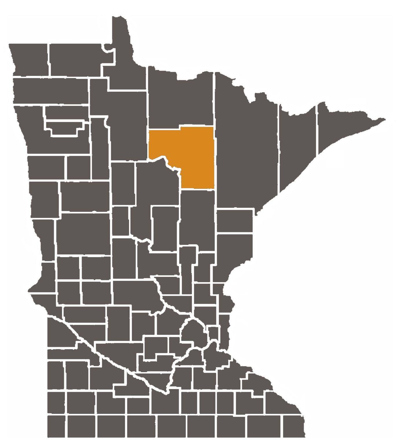 Minnesota map with Itasca County highlighted.