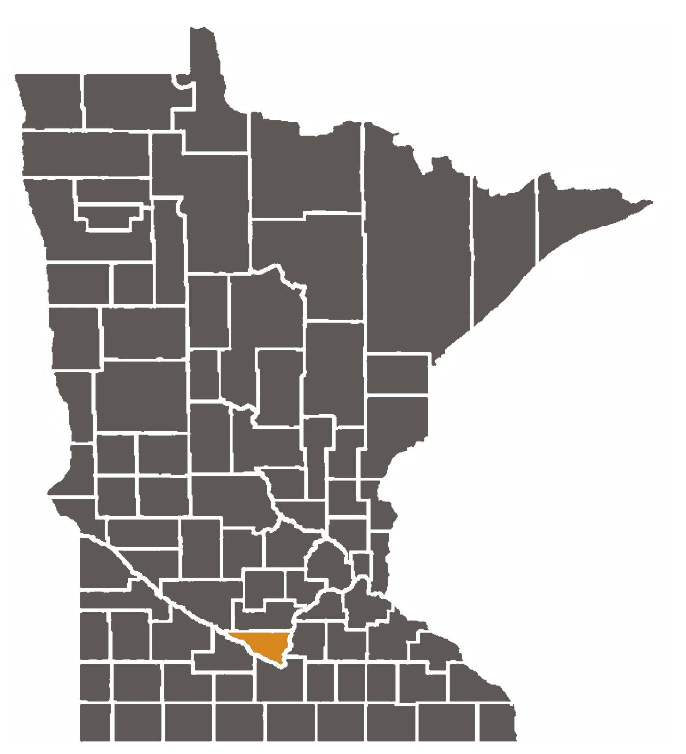 Minnesota map with Nicollet County highlighted.
