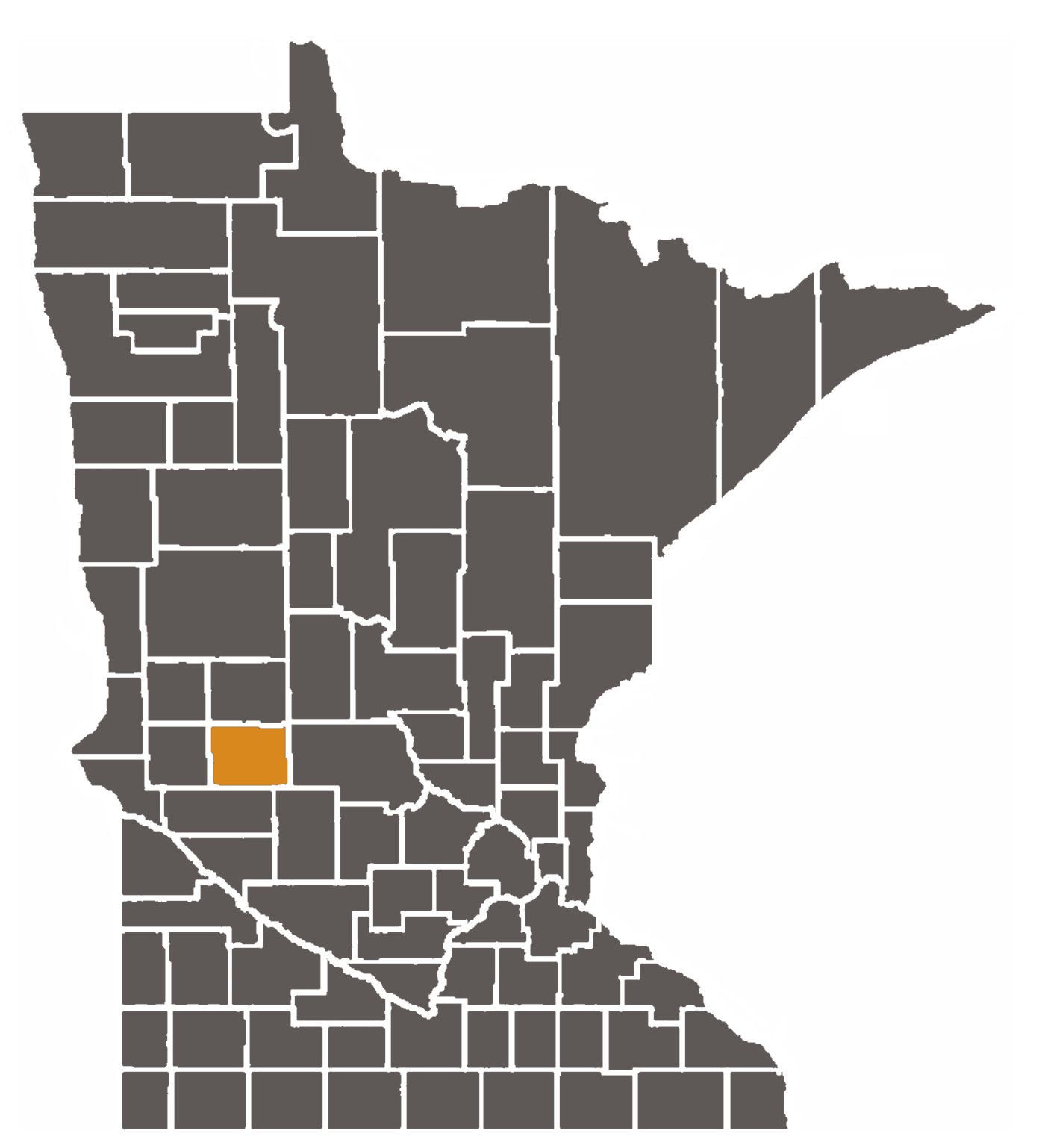 Minnesota map with Pope County highlighted.