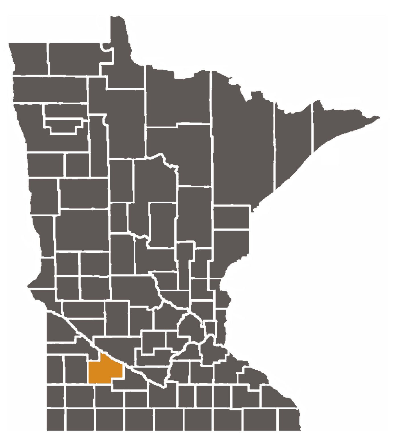 Minnesota map with Redwood County highlighted.