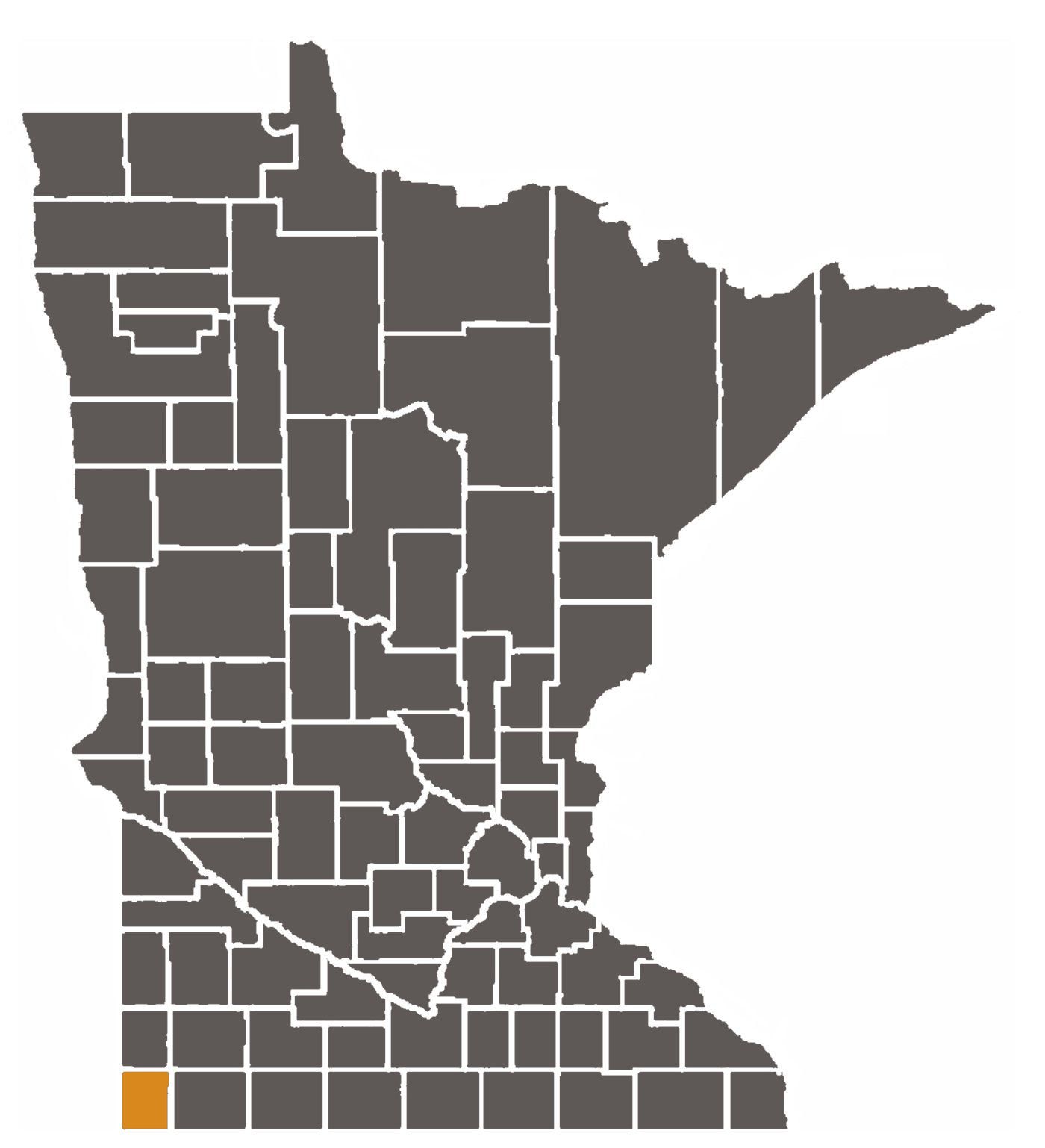 Minnesota map with Rock County highlighted.