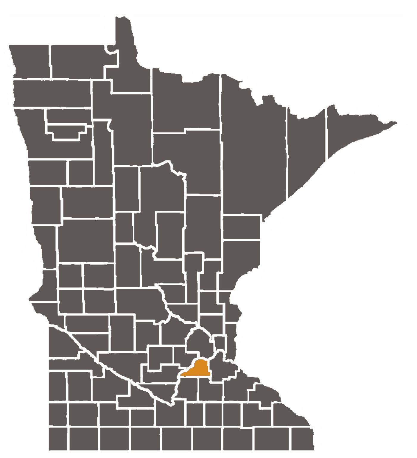 Minnesota Map with Scott County highlighted.