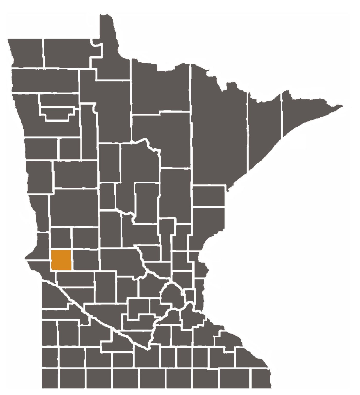 Minnesota map with Stevens County highlighted.