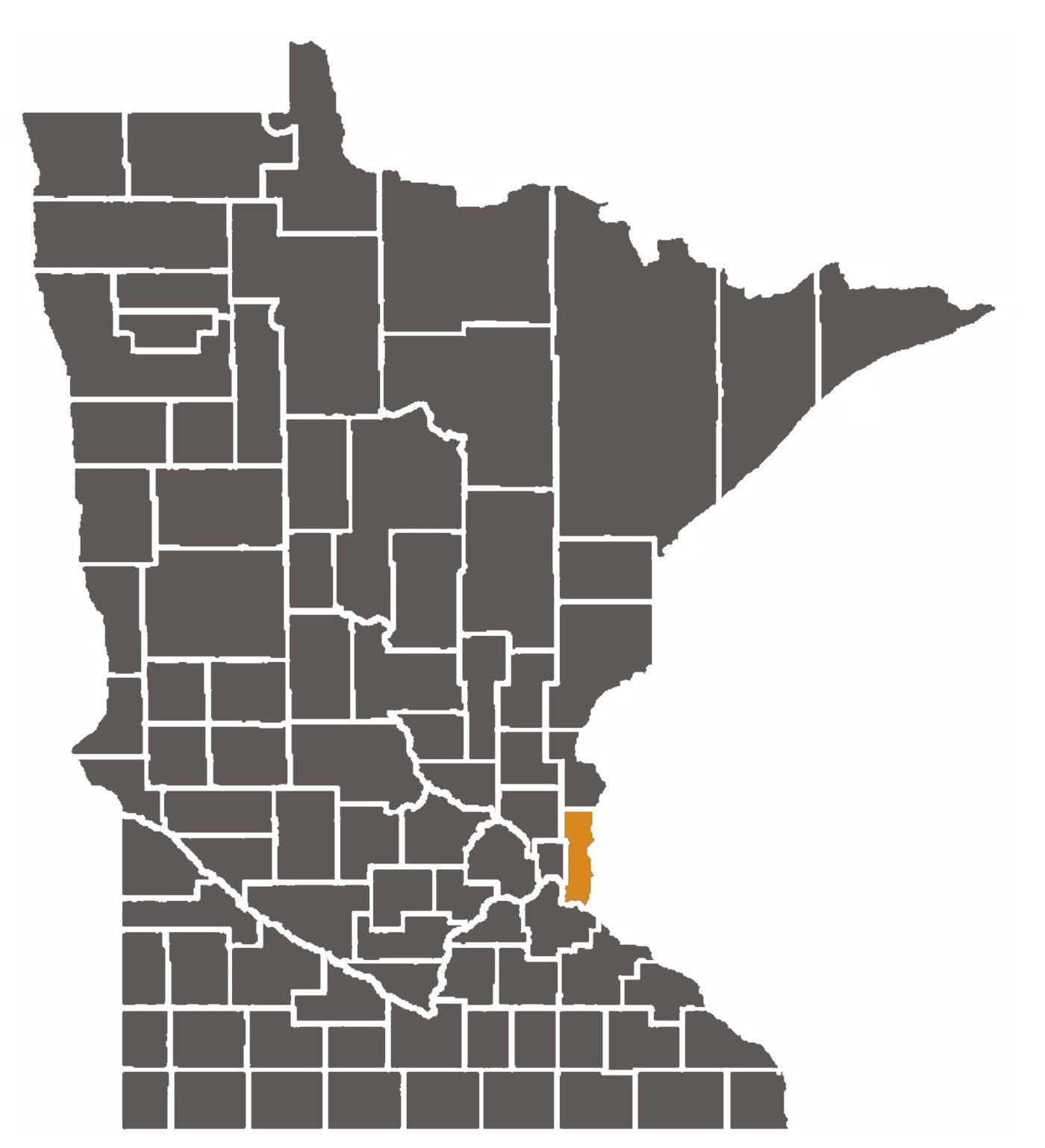 Minnesota map with Washington County highlighted.
