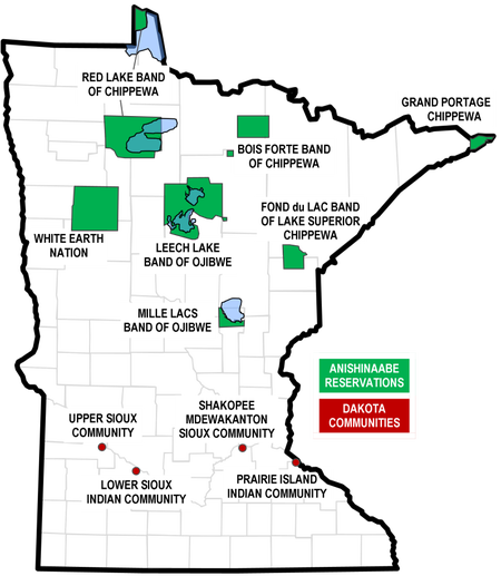 Map of Minnesota Tribes